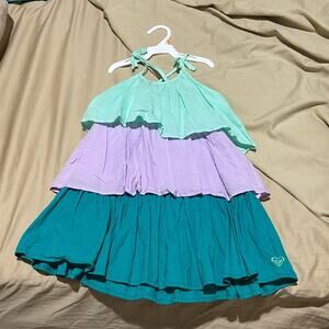Roxy M 3 tiers ruffled ombre style dress criss cross bow straps euc worn once